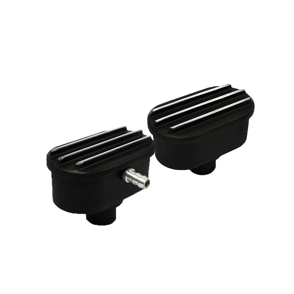 Retro Finned Black Valve Cover Breather & PCV 