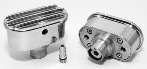 Retro Finned Aluminum Valve Cover Breather & PCV 